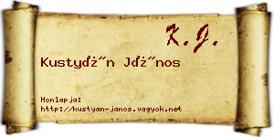 Kustyán János névjegykártya